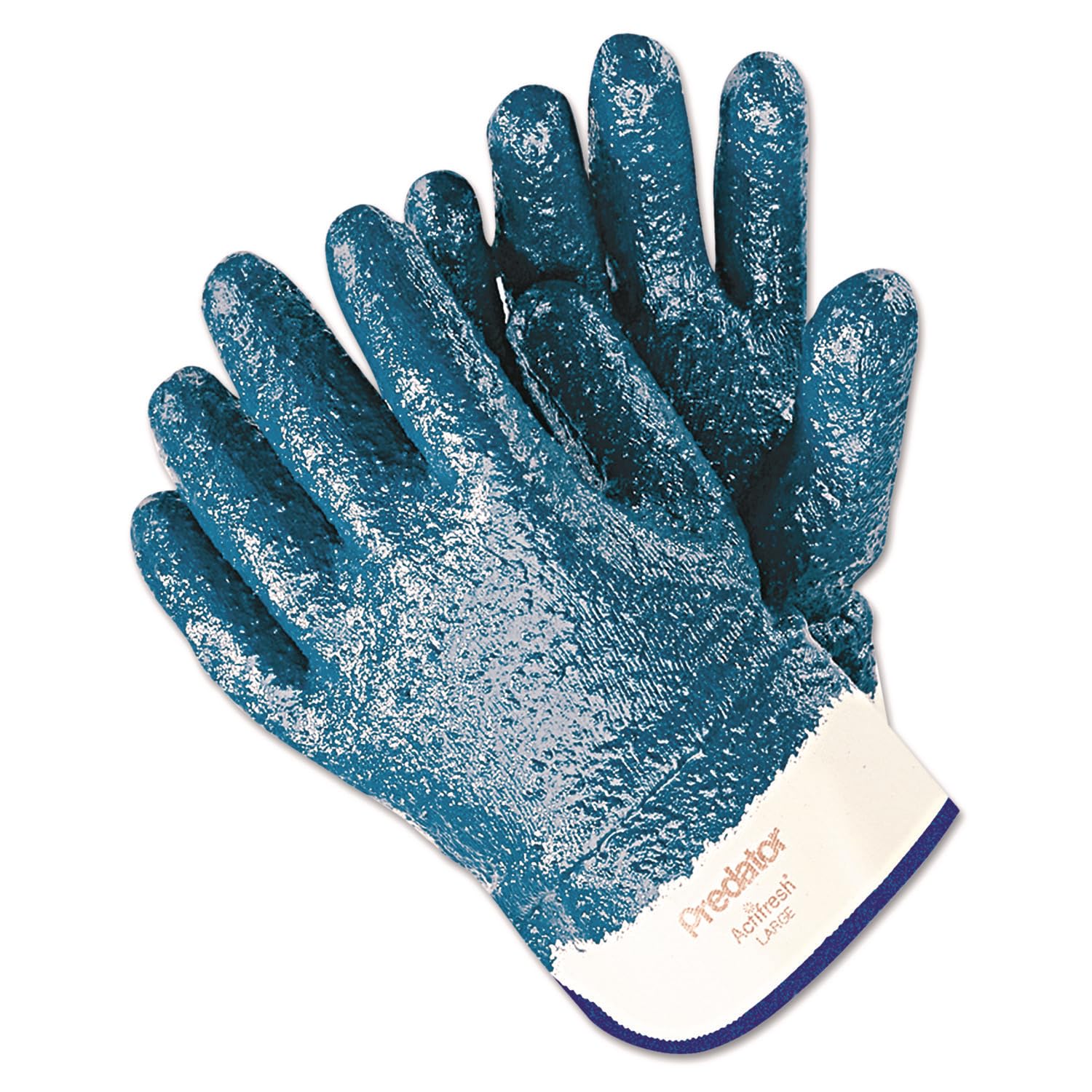 Memphis 9761R Predator Premium Nitrile-Coated Gloves, Blue/White, Large, 12 Pairs