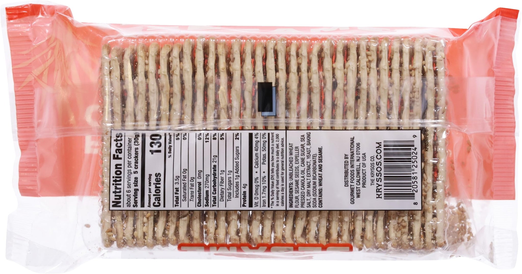 Kryssos Sesame Mini Flatbread Crackers, 6.5 oz, 4 Pack
