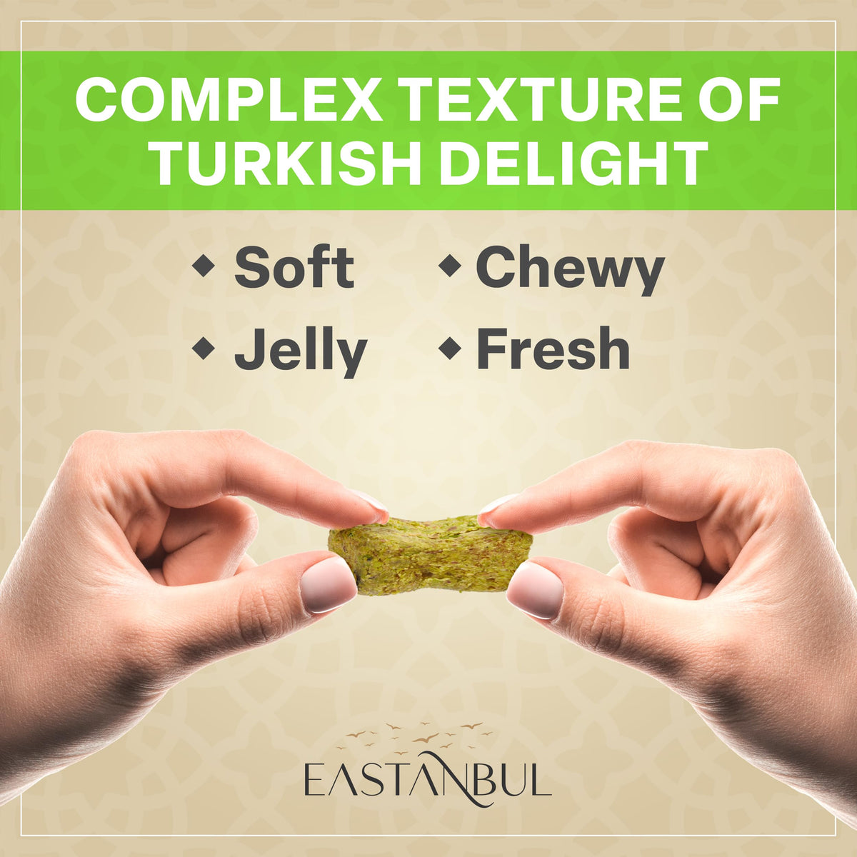 Eastanbul Turkish Delight Pistachio, Turkish Delights Candy, Lokum, 8.8oz
