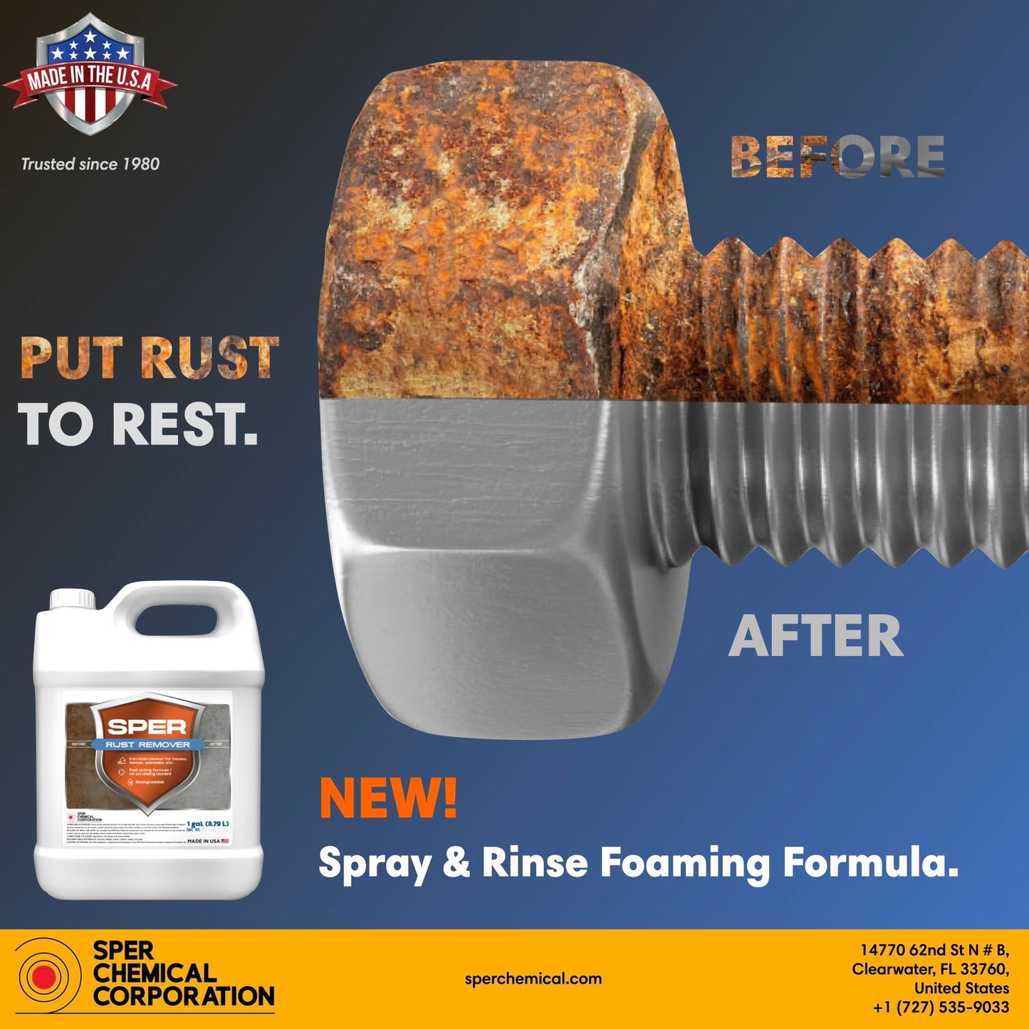 SPER Rust Remover New & Improved Formula 3X Concentrate Rust Stain Remover for Concrete, Houses, Fences, Metal & More Professional Grade, Fast-Acting