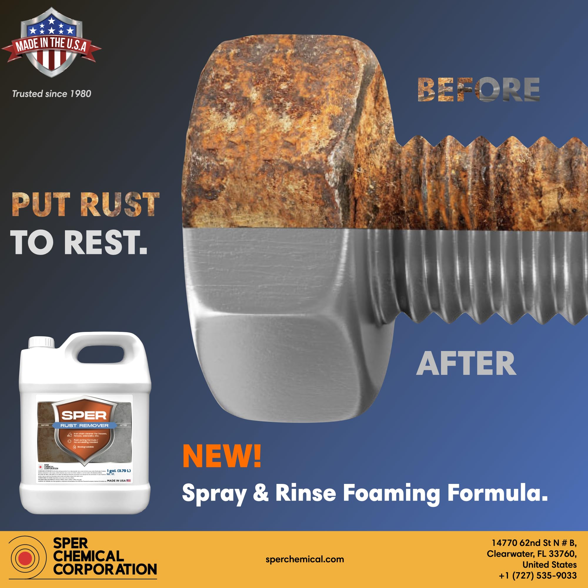 SPER Rust Remover New & Improved Formula 3X Concentrate Rust Stain Remover for Concrete, Houses, Fences, Metal & More Professional Grade, Fast-Acting