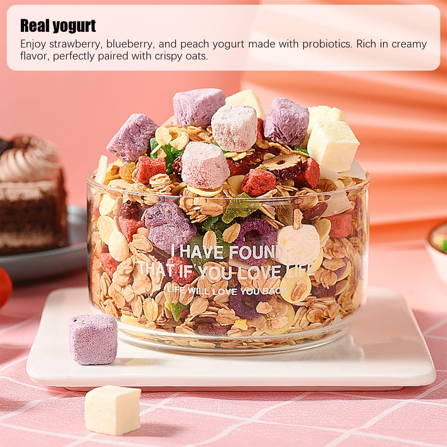 SIJIYUNLI-Yogurt Fruit Baked Cereal 400g/14.1oz Nutritional breakfast, low sugar, Congee?Dietary Fiber
