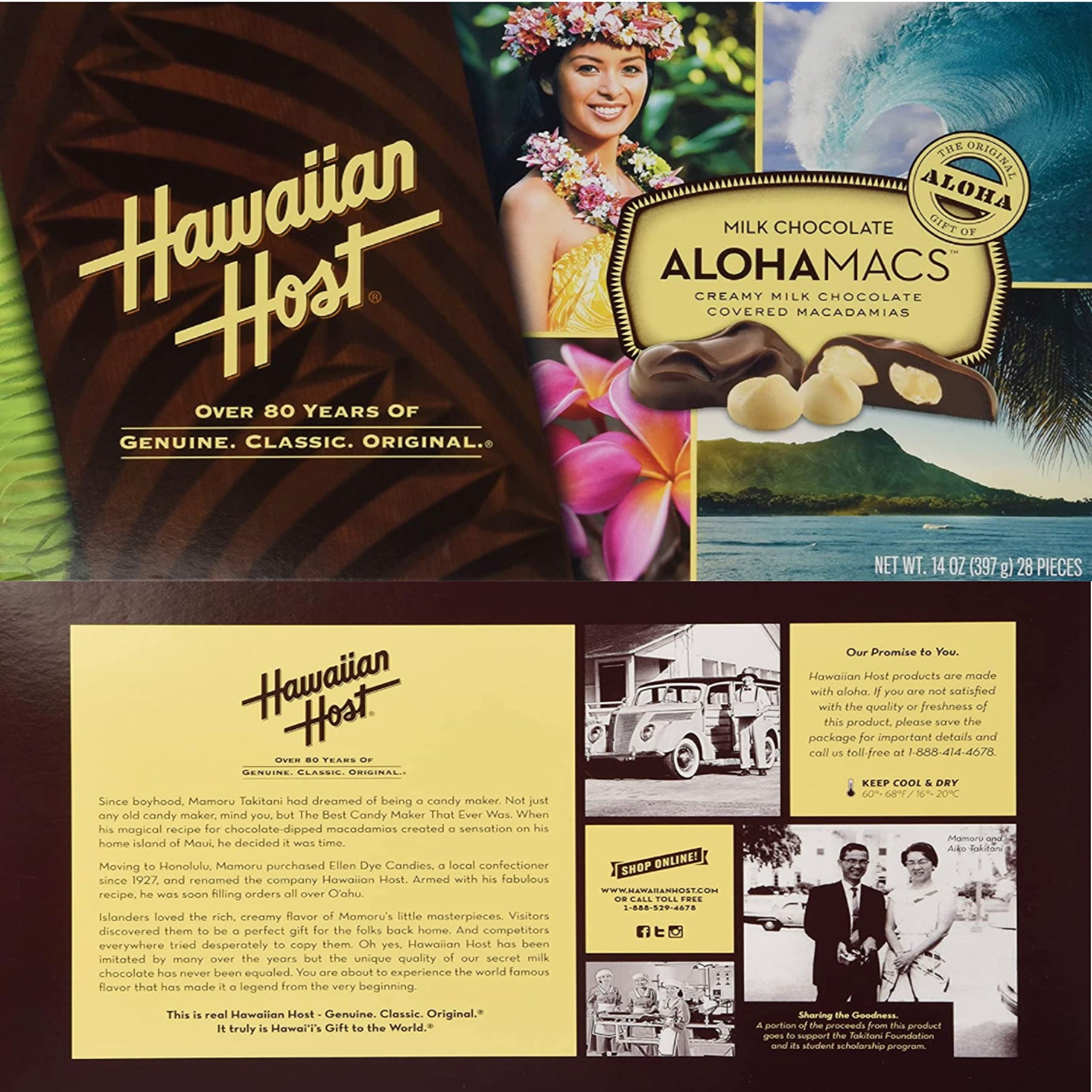Hawaiian Host Alohamacs Milk Chocolate The Original Chocolate Covered Macadamia Nut, 42 Ounce - SET OF 2