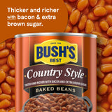 BUSH'S BEST 16 oz Canned Country Style Baked Beans, Source of Plant Based Protein and Fiber, Gluten Free, (Pack of 12)