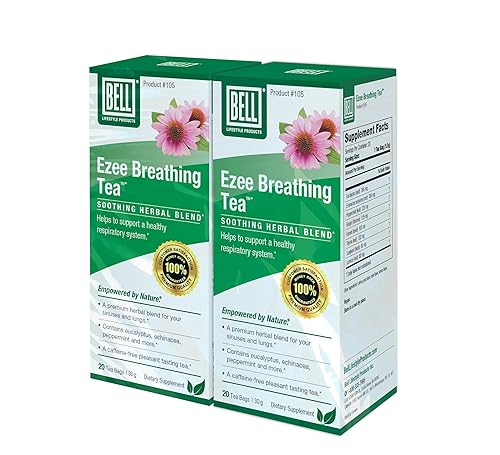 Bell Ezee Breathing Tea Bags, Respiratory & Lung Support | Natural Herbal Blend with Peppermint, Thyme, Eucalyptus & More| Lab Tested, Vegan, Non-GMO