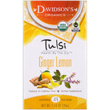 Davidson's Organic Tulsi Ginger Lemon Herbal Tea, 25 Caffeine-Free Teabags, 1.58 oz, 5.6 x 3.3 x 3 inches