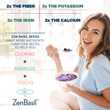 Zen Basil Seeds | edible basil seeds, kosher, non-gmo, lectin free, gluten free, plant based, keto, paleo, vegan | 15g fiber per/serv | 14oz | more