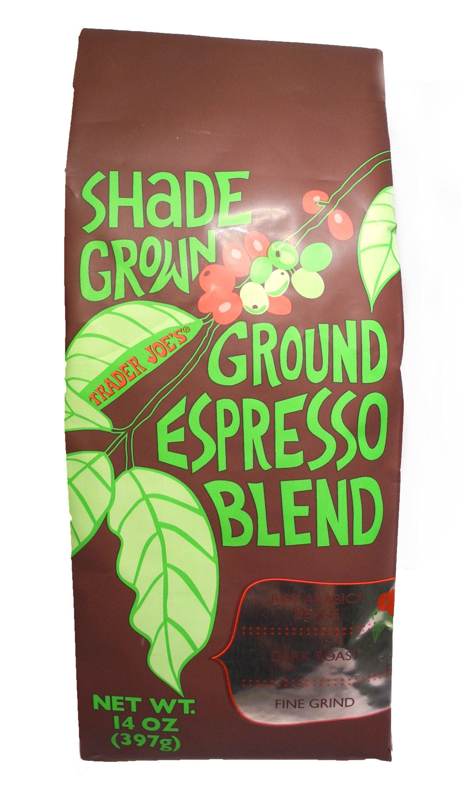 Trader Joe's Shade Grown Ground Espresso Blend 100% Arabica Beans Dark Roast Fine Grind