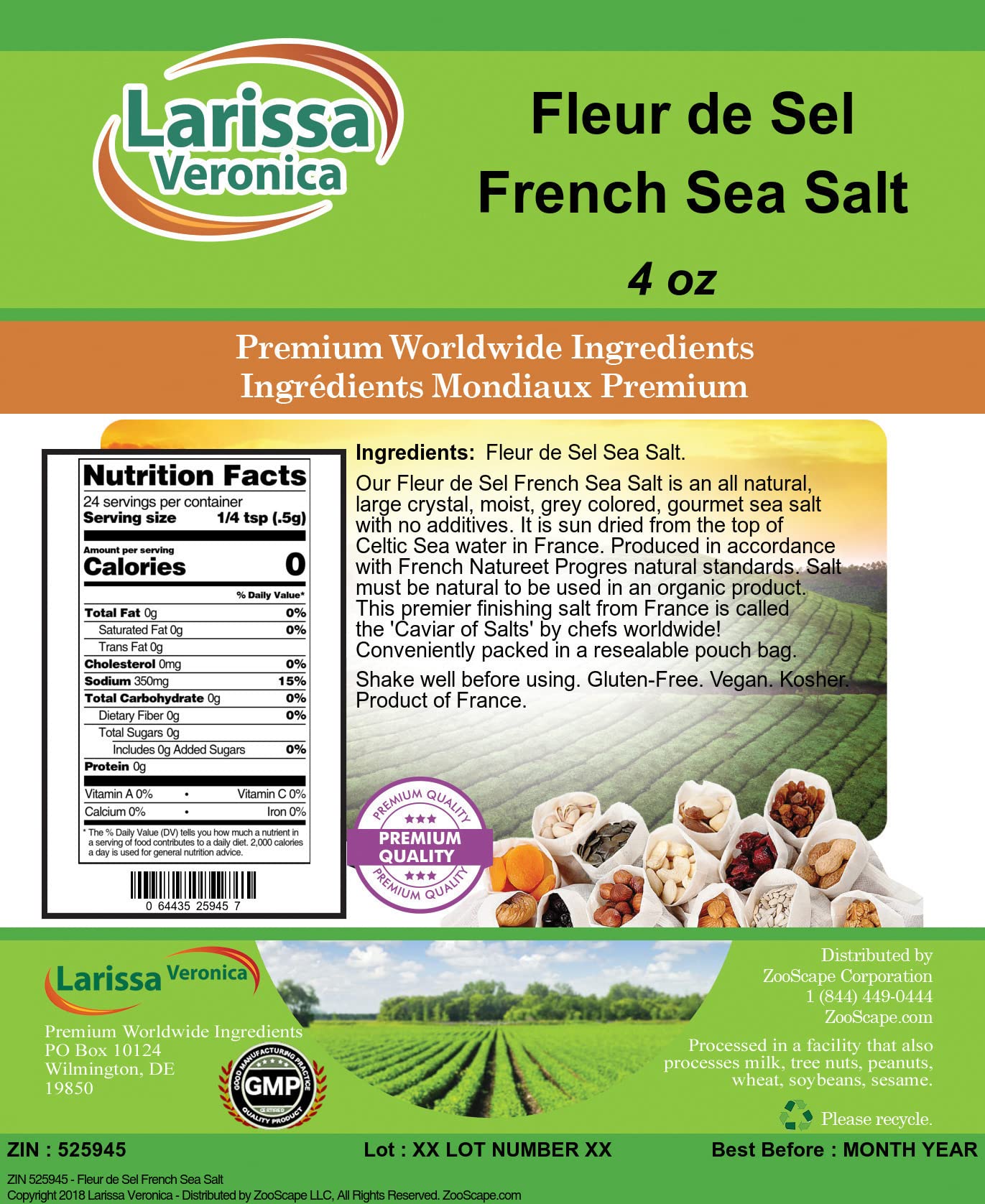 Fleur de Sel French Sea Salt (4 oz, ZIN: 525945) - 2 Pack