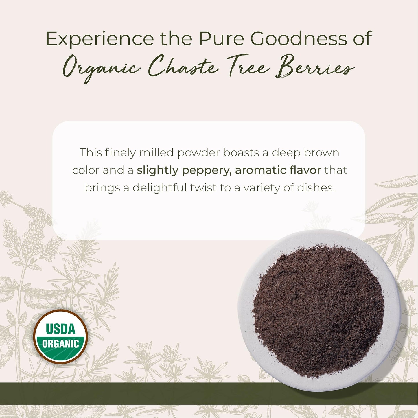 Starwest Botanicals Chaste Tree Berries Powder Organic - Dried Herb for Chasteberry Tea, Vitex Agnus Castus, Certified Kosher, Non-GMO - Bulk 1 lb Bag