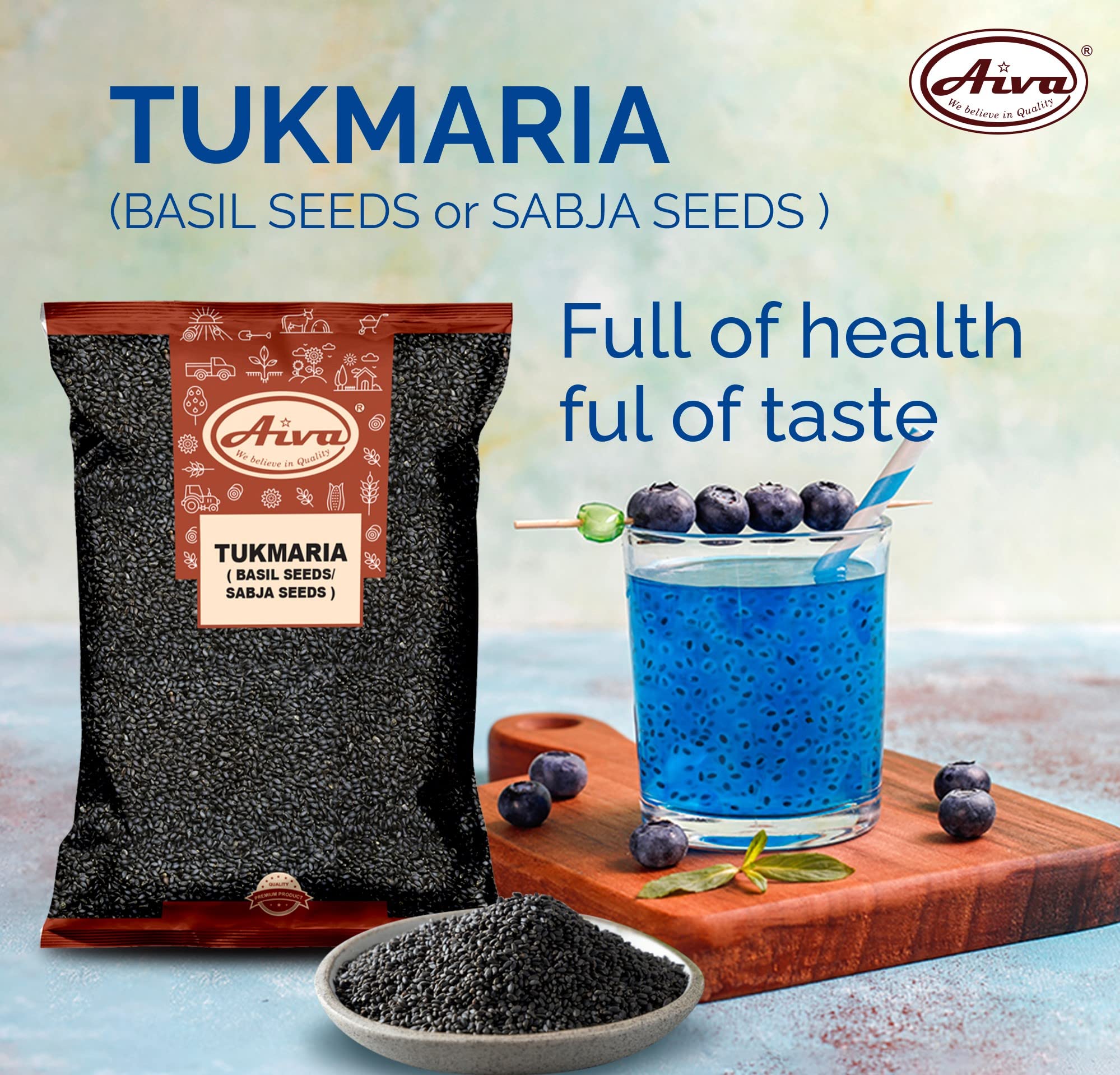 Aiva Tukmaria (Basil Seeds/Sabja Seeds) | Used for Falooda/Sabja Dessert, Indian Whole Herbs | | Vegan | Indian Origin | 7 oz (Pack of 20)