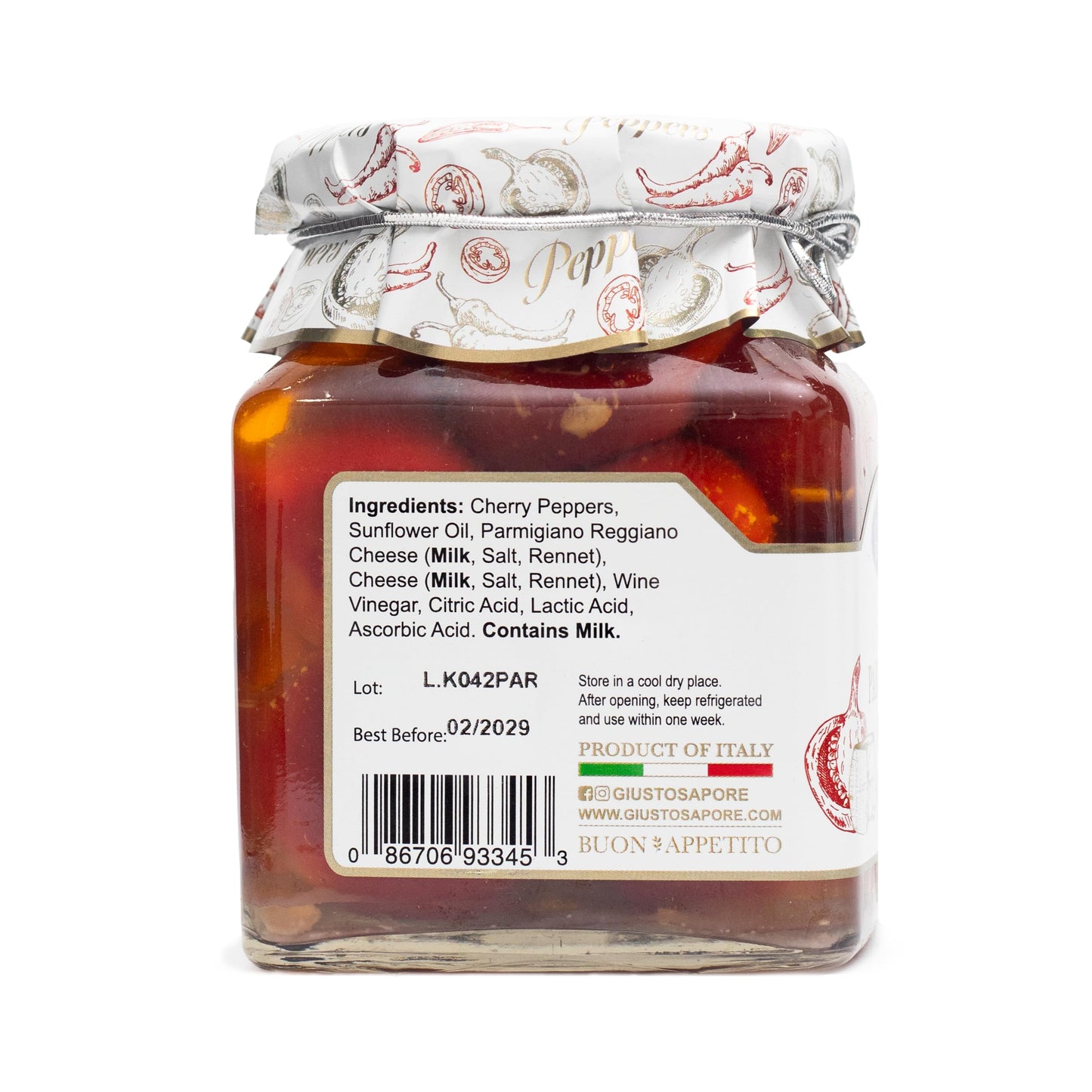 Giusto Sapore Peppers Stuffed w/Parmigiano Cream 10oz - 6 Pack