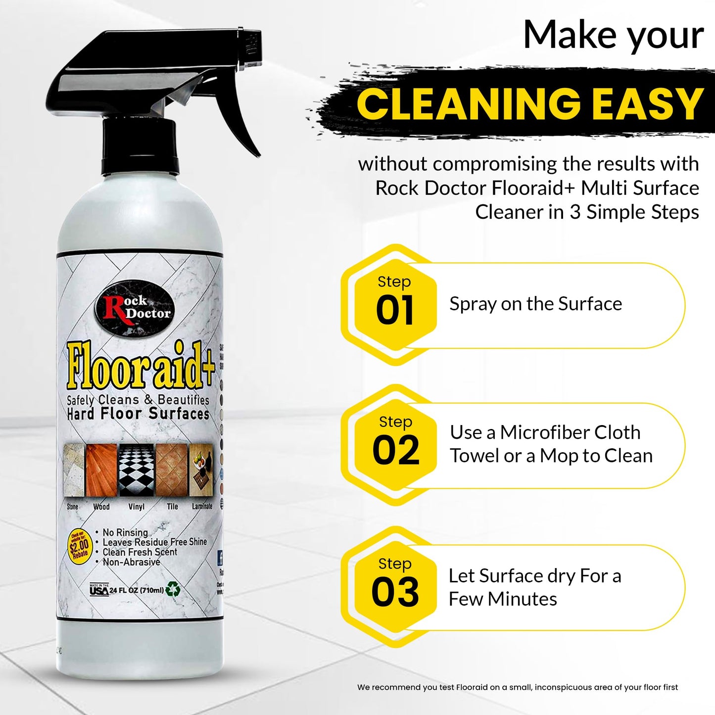 Flooraid+ Hard Floor Cleaner, Multi-Surface Formula for Tile, Stone, Laminate, and Granite, 24 oz, Cleaning 1 Pk
