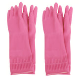Myungjin (2 Pairs Reusable Waterproof Household Dishwashing Non-Slip Cleaning Latex Rubber Kitchen Gloves (Pink, Large)