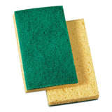 Boardwalk Scrubbing Sponge, Medium Duty, 3.6 x 6.1, 0.75" Thick, Yellow/Green, Individually Wrapped, 20/Carton