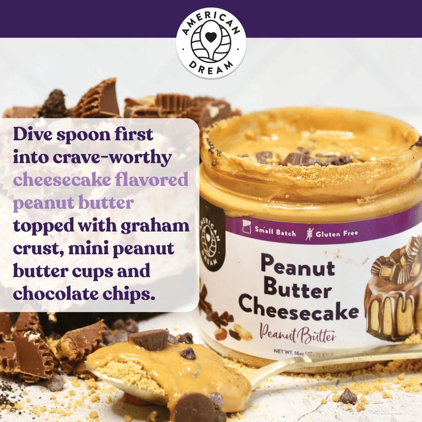 American Dream Nut Butter - Gluten-Free Peanut Butter Cheesecake Peanut Butter
