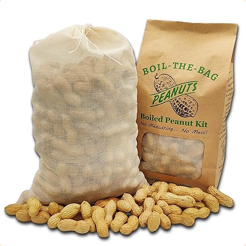 Boiled Peanuts Kit | Contains Premium In Shell Peanuts, Salt, and a Unique Seasoning Blend in a Muslin Cooking Bag | 2 Kits of Garlic Onion Flavor