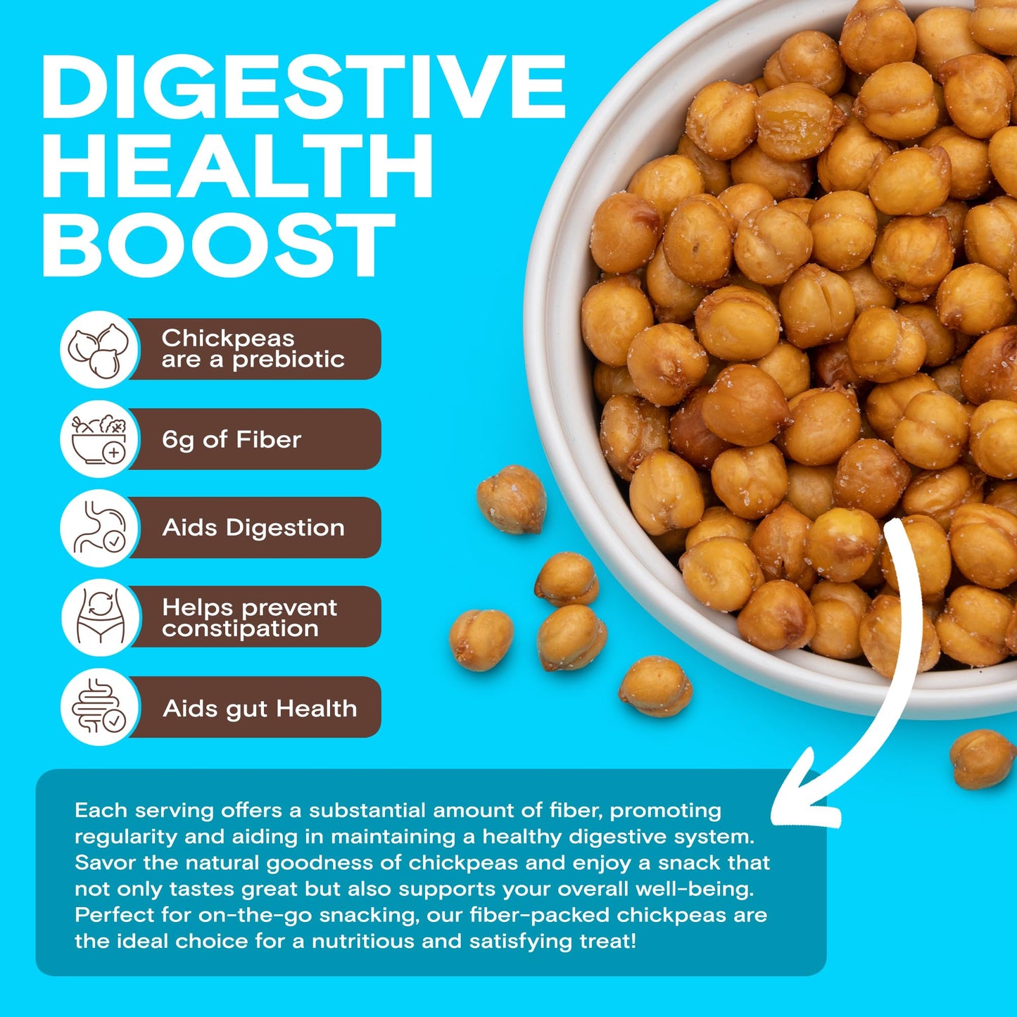 BIENA Chickpea Snacks - Crunchy Roasted Chickpeas - High Fiber Vegan Protein Snacks for Adults and Kids - 8-Pack, 5 Ounce Bags - Sea Salt