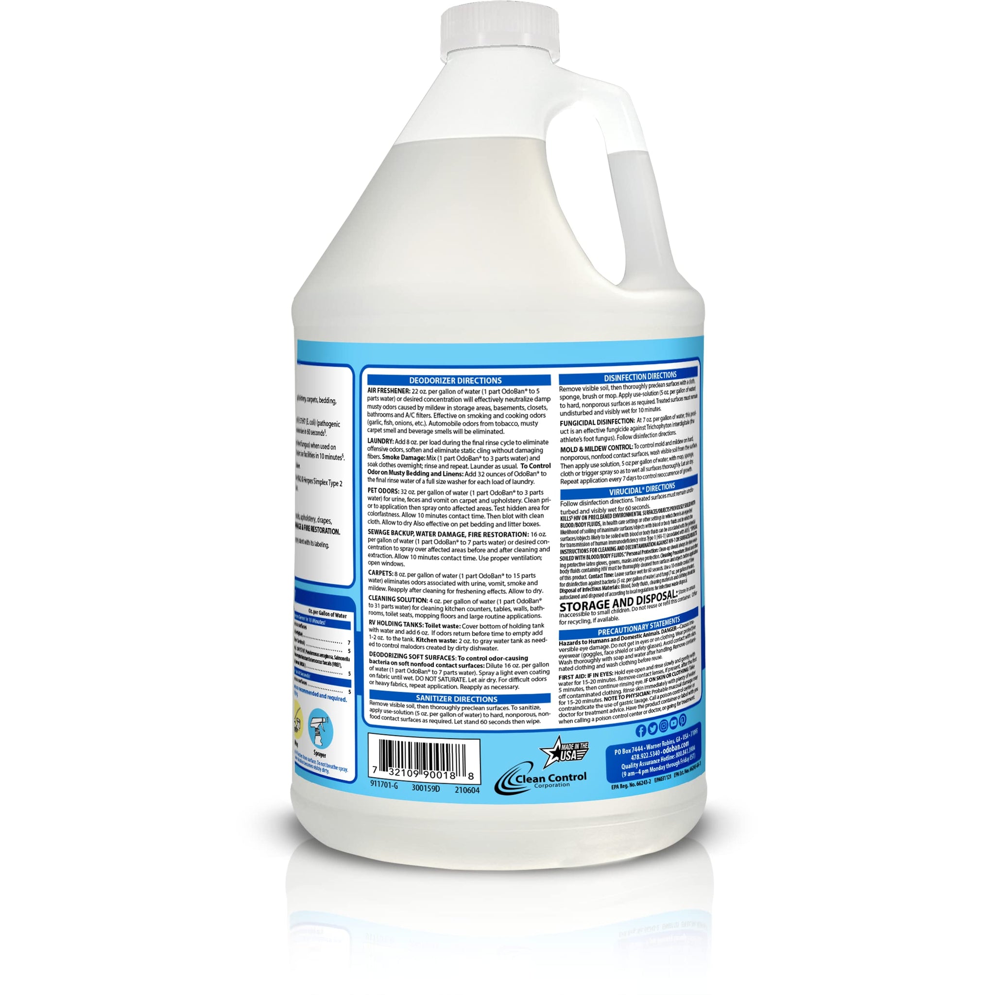 OdoBan Ready-to-Use Disinfectant and Odor Eliminator, Made in the USA, Fresh Linen Scent, Set of 2, 32 oz Spray and 1 Gallon Concentrate