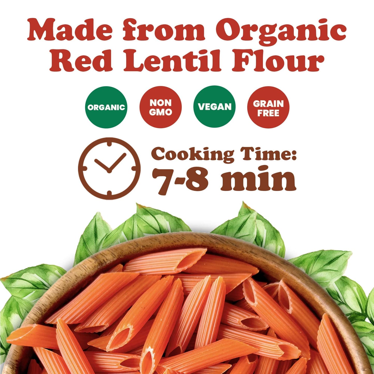 Food to Live Organic Red Lentil Penne Pasta, 8.8 OZ (Pack of 2) - Non-GMO, Single Ingredient. No Additives. No Major Allergens. Good Source of Plant