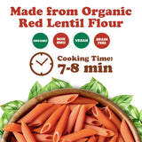 Food to Live Organic Red Lentil Penne Pasta, 8.8 OZ (Pack of 2) - Non-GMO, Single Ingredient. No Additives. No Major Allergens. Good Source of Plant