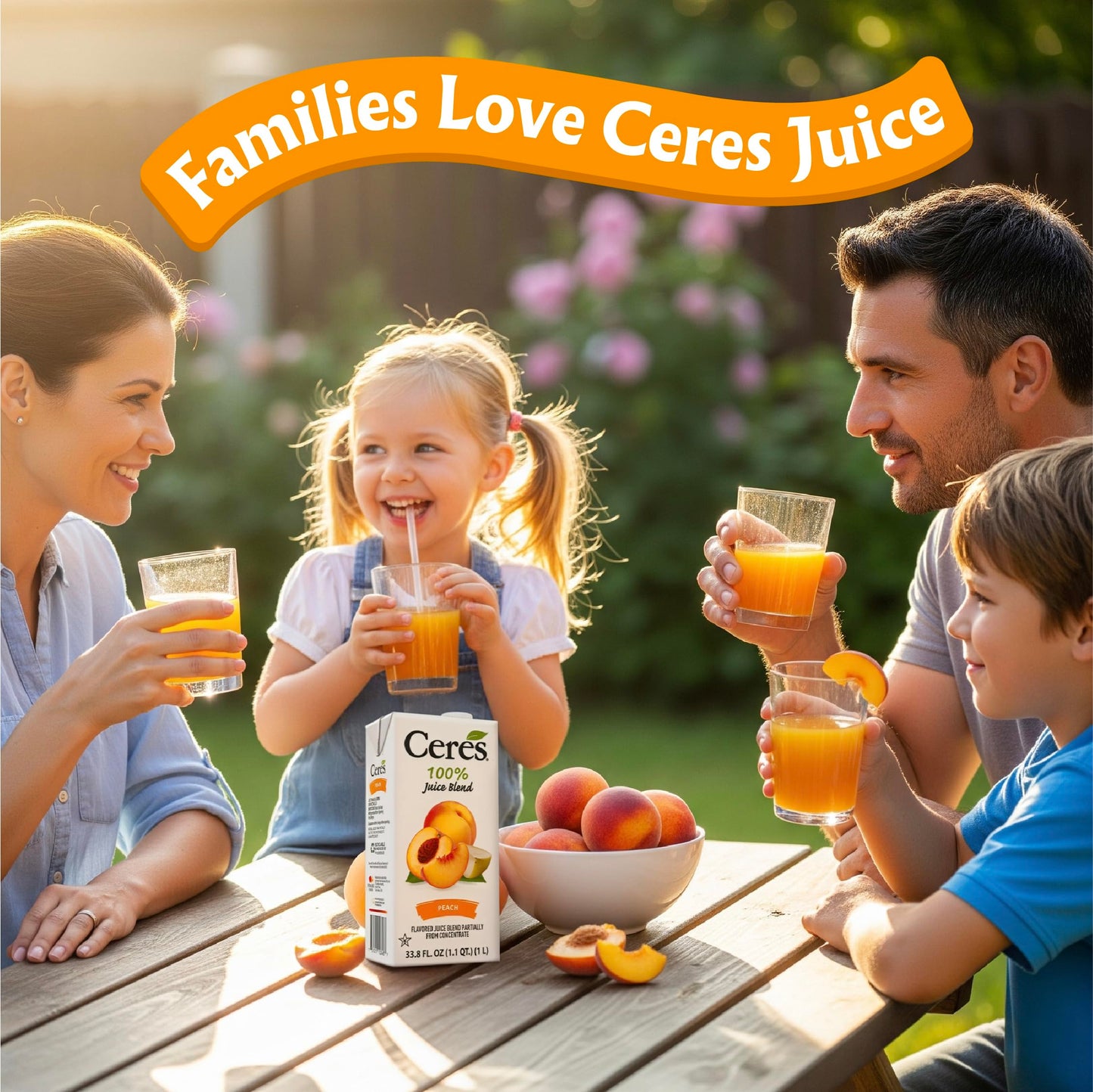 Ceres Peach Juice Blend, 3-Pack - 100% Natural, Rich in Vitamin C, No Added Sugar, Artificial Colors, or Flavors, Kosher Certified, 33.8 Oz Ea (1