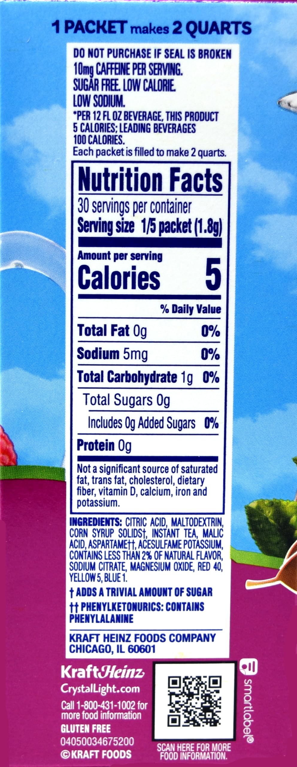 Crystal Light Raspberry Iced Tea Drink Mix, 12-Quart 1.6-Ounce Canister (Pack Of 5)