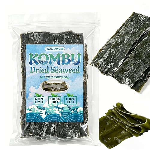 Premium Kombu, 7.05oz Dried Kelp from Hokkaido Japan, No Additives Sun-Dried Seaweed, for Japanese cuisine Seaweed Salad Dashi Stock Miso Soup Rice