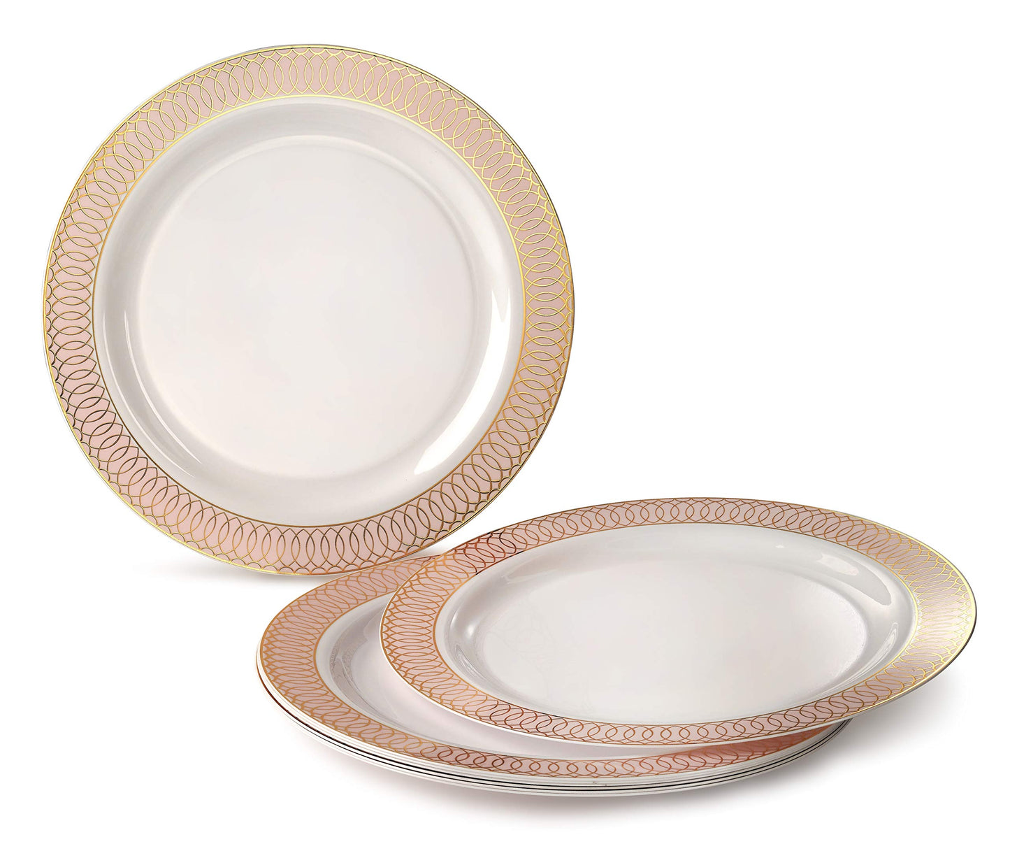" OCCASIONS " 120 Plates Pack,(60 Guests) Premium Premium Wedding Party Disposable Plastic Plates Set -60 x 10'' Dinner + 60 x 7.5'' Salad/Dessert