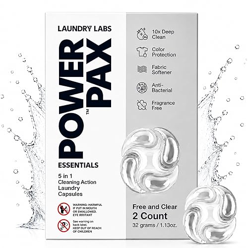PowerPax 5-in-1 Commercial Laundry Detergent Capsules for Vending Machines, Free and Clear Unscented, 100 Count in 2 Packs - Stain Remover, Color