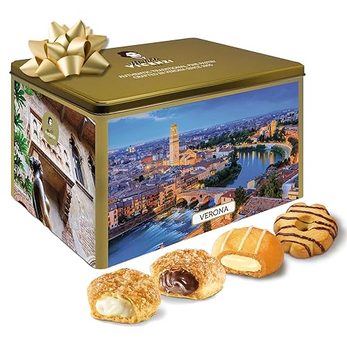 Matilde Vicenzi Verona Gift Tin - Assortment of Italian Pastries and Cookies - Gourmet Gifts for Father's Day, Birthday and Every Special Occasion