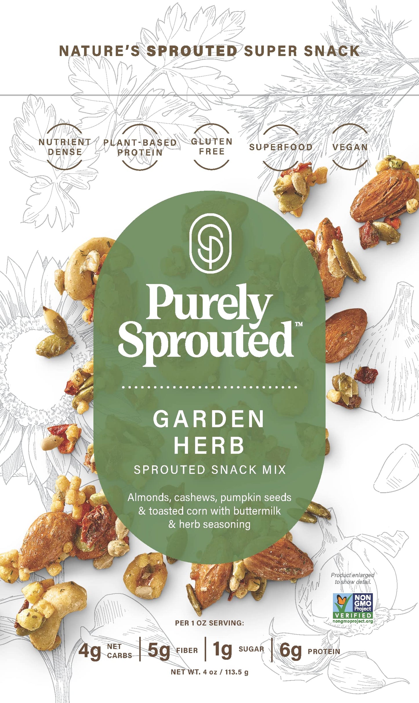 Purely Sprouted Garden Herb Sprouted Snack Mix