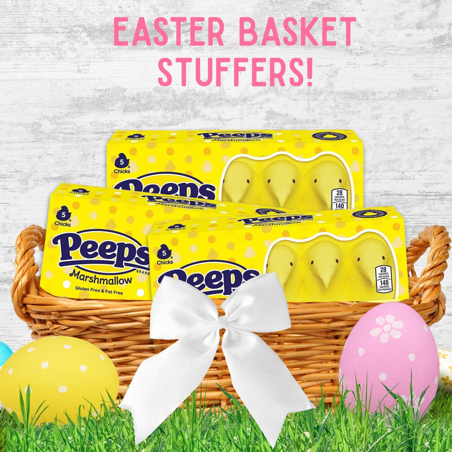 Yellow Peeps Marshmallow Chicks, Classic Easter Basket Stuffer Candy, 5 Count Sleeves (Pack of 3)