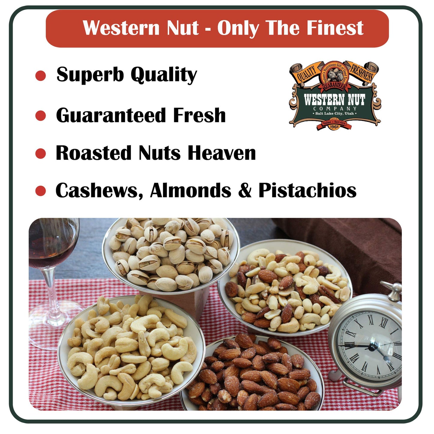 Western Nut Company Forest Gold Gift Box, Variety of Nut Collections, Seasonal Gift Wrap Boxes, 2LB Square Gift Box (Gift #10 Naturally Nuts)