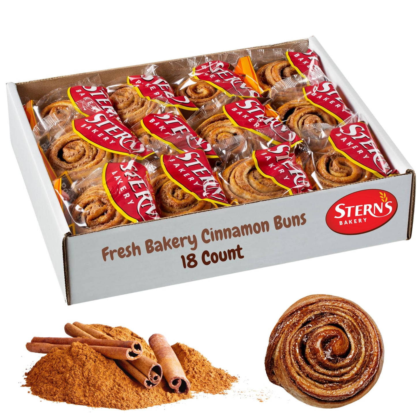 Cinnamon Buns Breakfast Pastry | 18 Pastries Individually Wrapped | Cinnamon Rolls Snack Cakes | Coffee Snacks | On the Go Snacks for Kids & Adults |