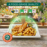 ECO SOUL Compostable Paper Plates 8 Inch, 100 Pack - Heavy Duty Disposable Square Plates, White Bagasse, Leak & Oil Resistant, Microwave Safe