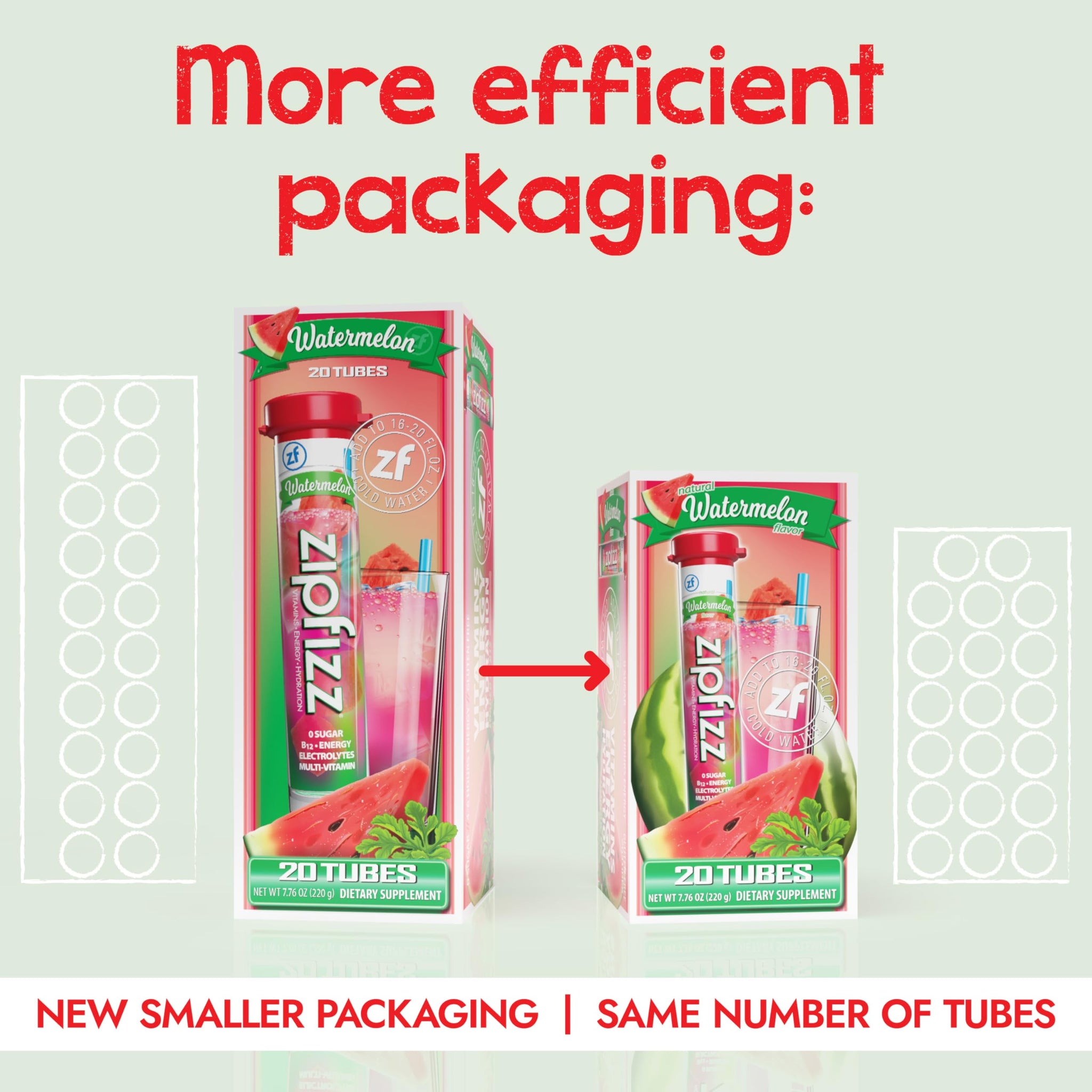 Zipfizz Daily Energy Drink Powder, Watermelon, 20 Pack | 3-in-1 Sustained Energy, Rapid Hydration, and Essential Vitamins | Sugar-Free | Electrolyte