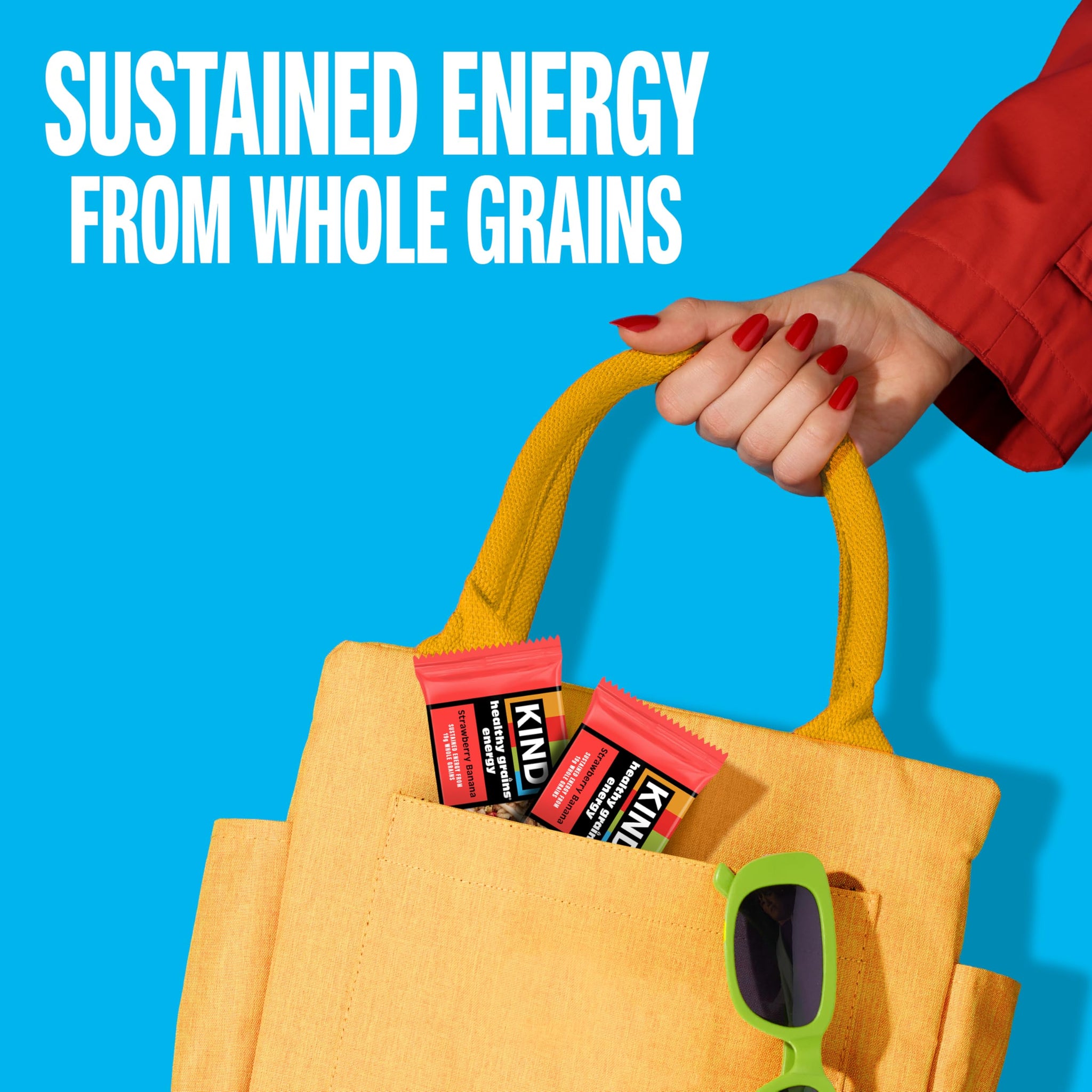 KIND Healthy Grains Energy Bars, Strawberry Banana, Gluten Free, Healthy Snacks, 19g Whole Grains, 5 Count