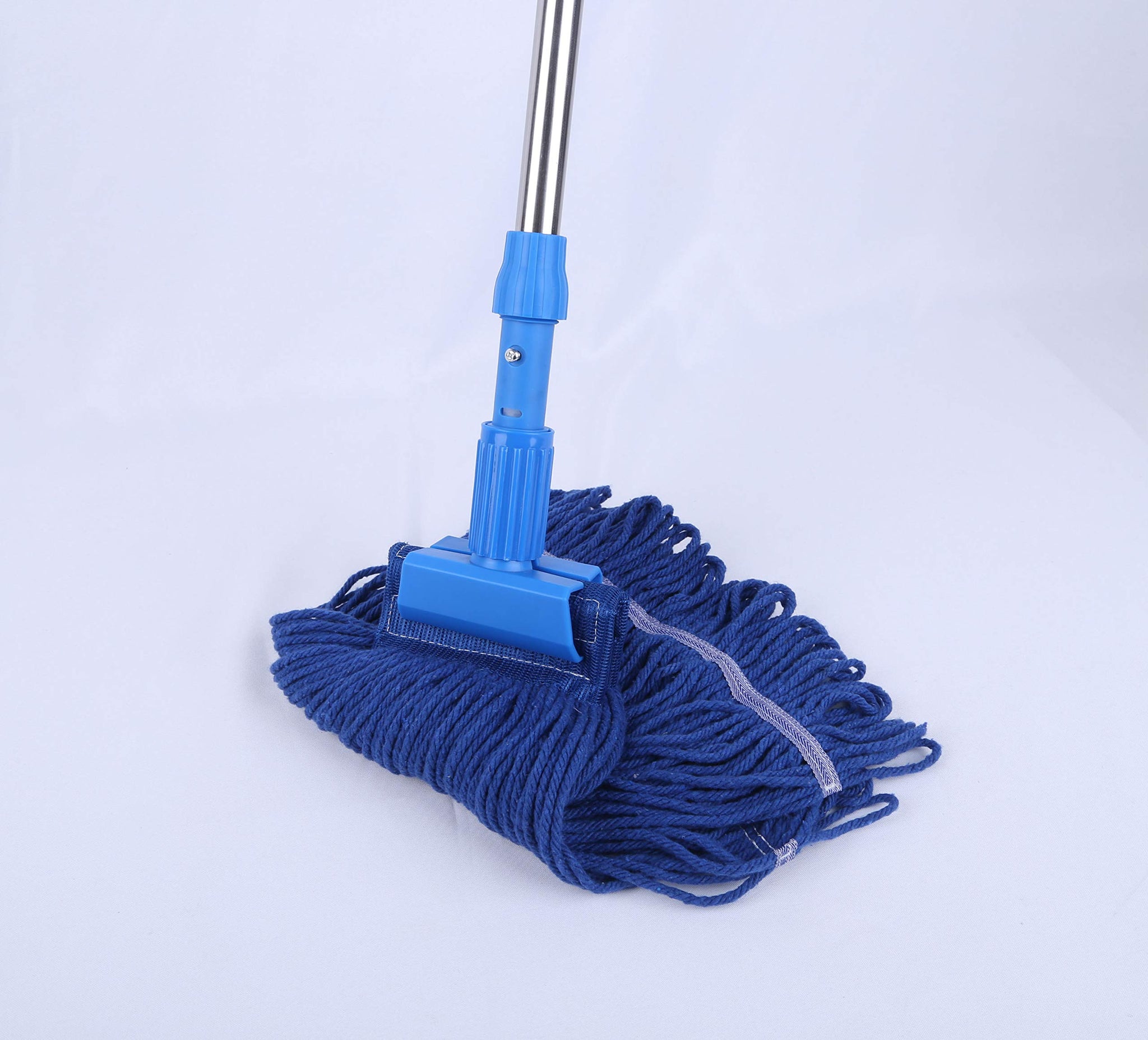 Cotton Yarn Mop Set Commercial-Grade Heavy Duty String Mop 24 oz Head with Stainless Steel Extension Handle(Blue)