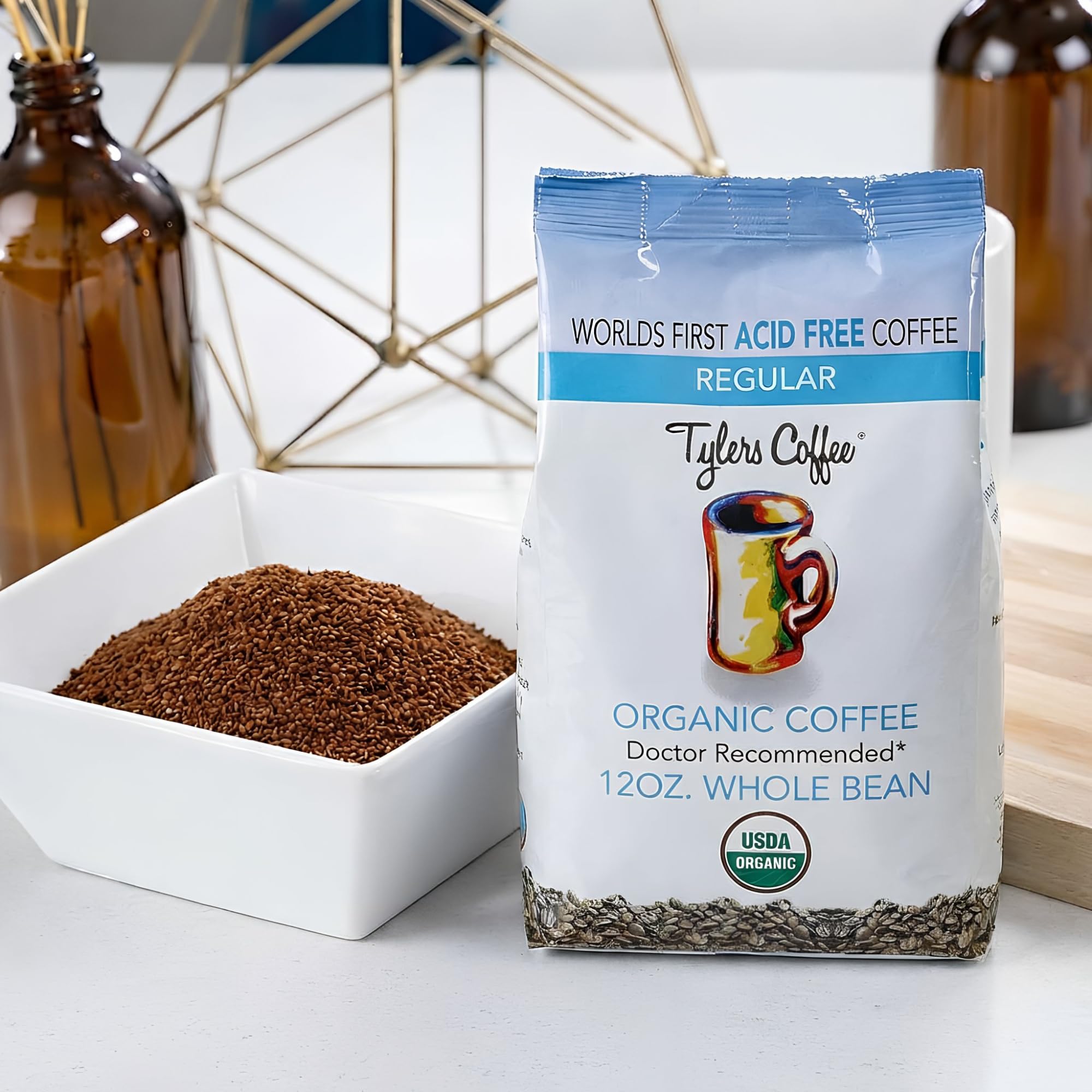 Tylers Coffee Organic Whole Bean Coffee - 100% Arabica Medium Roast - 12 oz, Single Origin, Smooth & Balanced Flavor