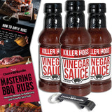 Killer Hogs Vinegar Sauce BBQ 3 pk (48 oz) Great to Dip Toss Glaze & More + Barbecue Masters & Bottle Opener (5 Items)!