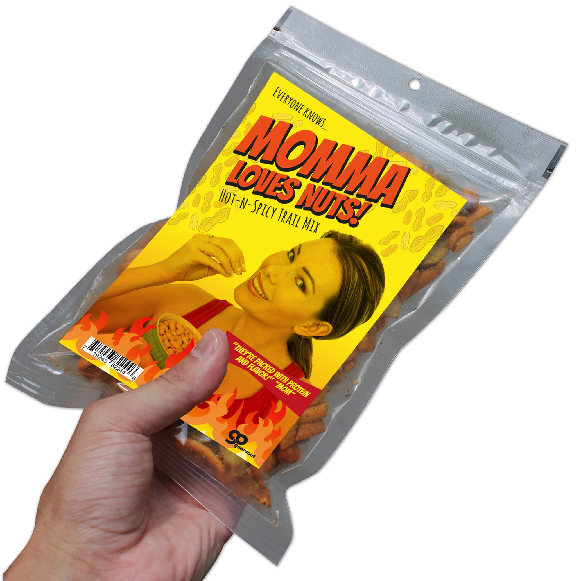 Gears Out Momma Loves Nuts Spicy Trail Mix - Funny Snacks for Women - Spicy Blend, Made in The USA