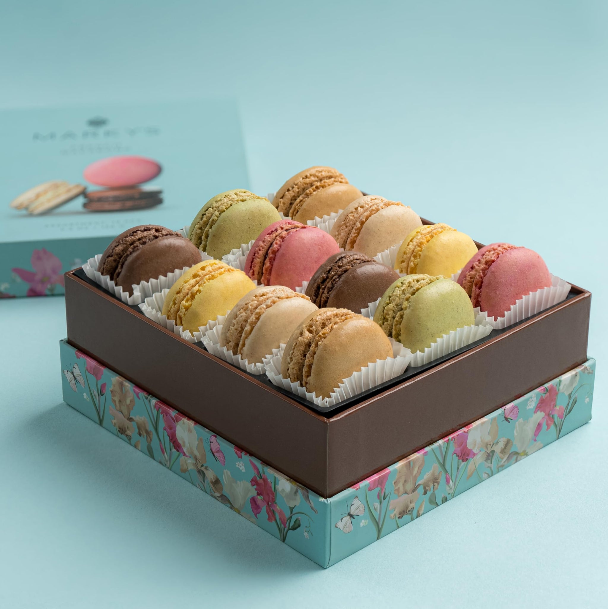 MARKY’S French Almond Macarons Gift Box - 12 Assorted Gourmet Macarons - Variety of Imported Flavors - Authentic French Cookies - Gift Basket