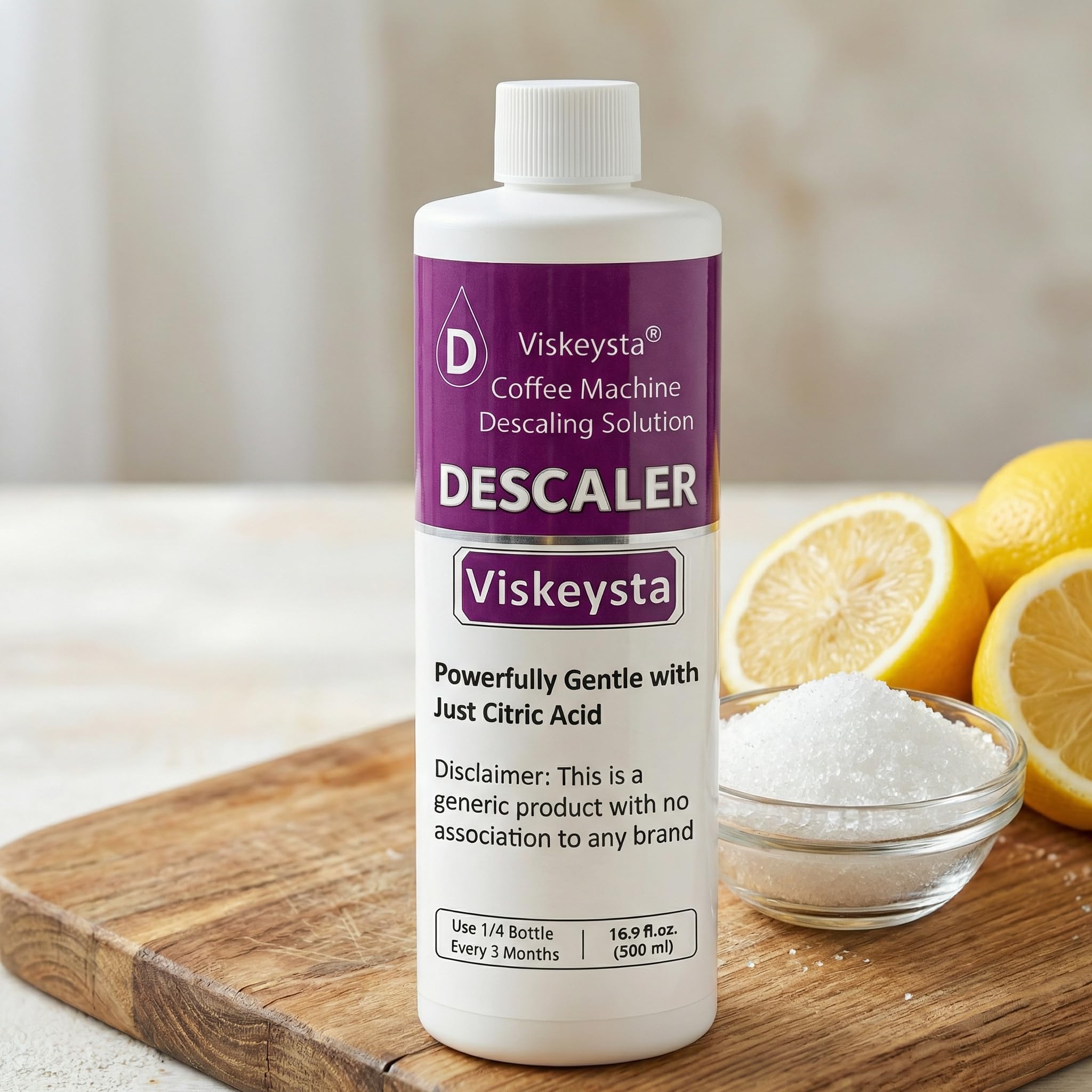 Viskeysta Descaling Solution for OXO Coffee Makers, 16.9 fl oz (500ml) Descaler Liquid, 4 Uses, Citric Acid Formula