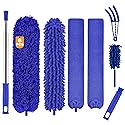 Buysenton Microfiber Duster, 8PCS Feather Duster with 100 Inch Telescoping Extension Pole, Reusable Bendable Dusters, Washable Lightweight Dusters