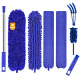 Buysenton Microfiber Duster, 8PCS Feather Duster with 100 Inch Telescoping Extension Pole, Reusable Bendable Dusters, Washable Lightweight Dusters