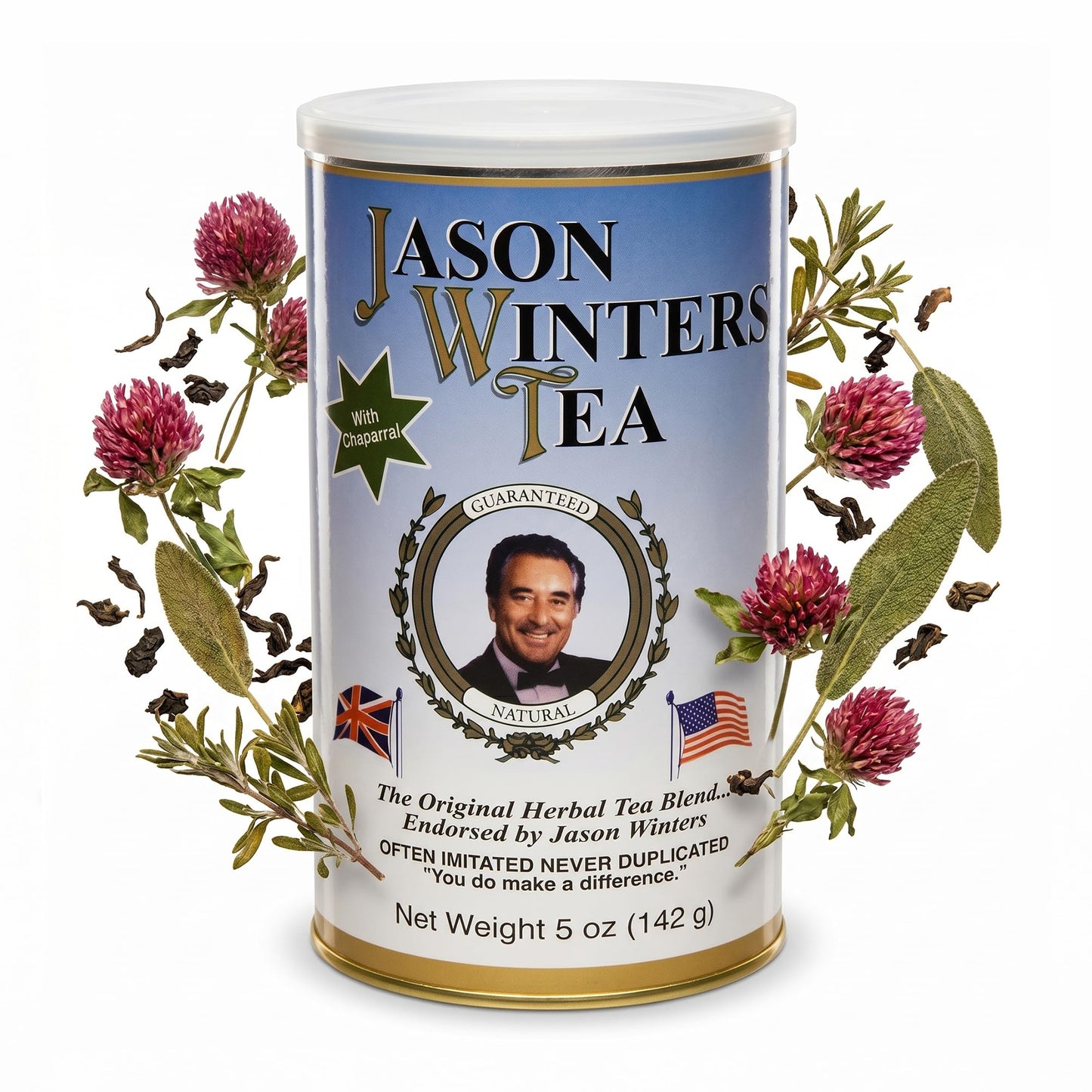 Jason Winters Classic Blend Herbal Tea with Chaparral - 5oz Loose Leaf Herbal Tea - Red Clover Tea & Herbalene Special Spice - Original Jason Winters