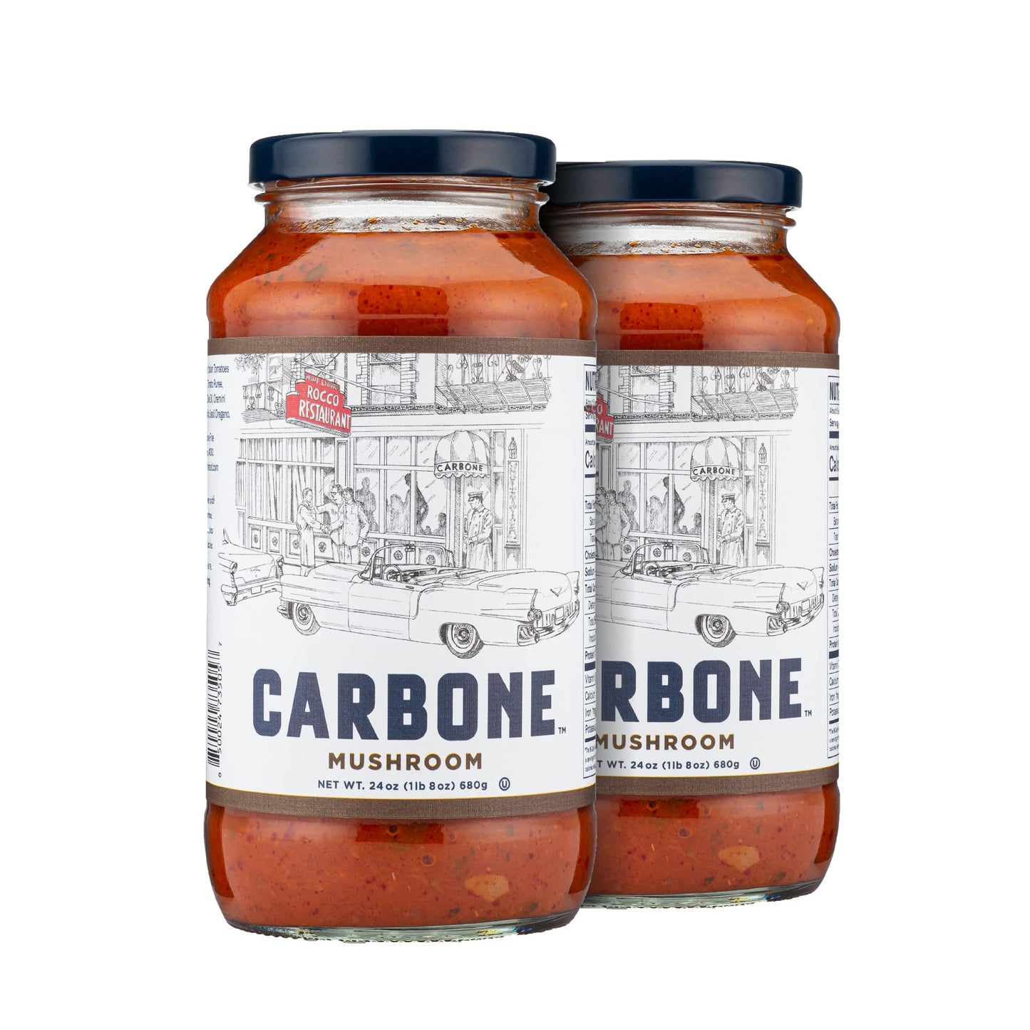 Carbone Mushroom Marinara Pasta Sauce | Tomato Sauce Made with Fresh & All-Natural Ingredients | Non GMO, Vegan, Gluten Free, Low Carb Pasta Sauce, 24