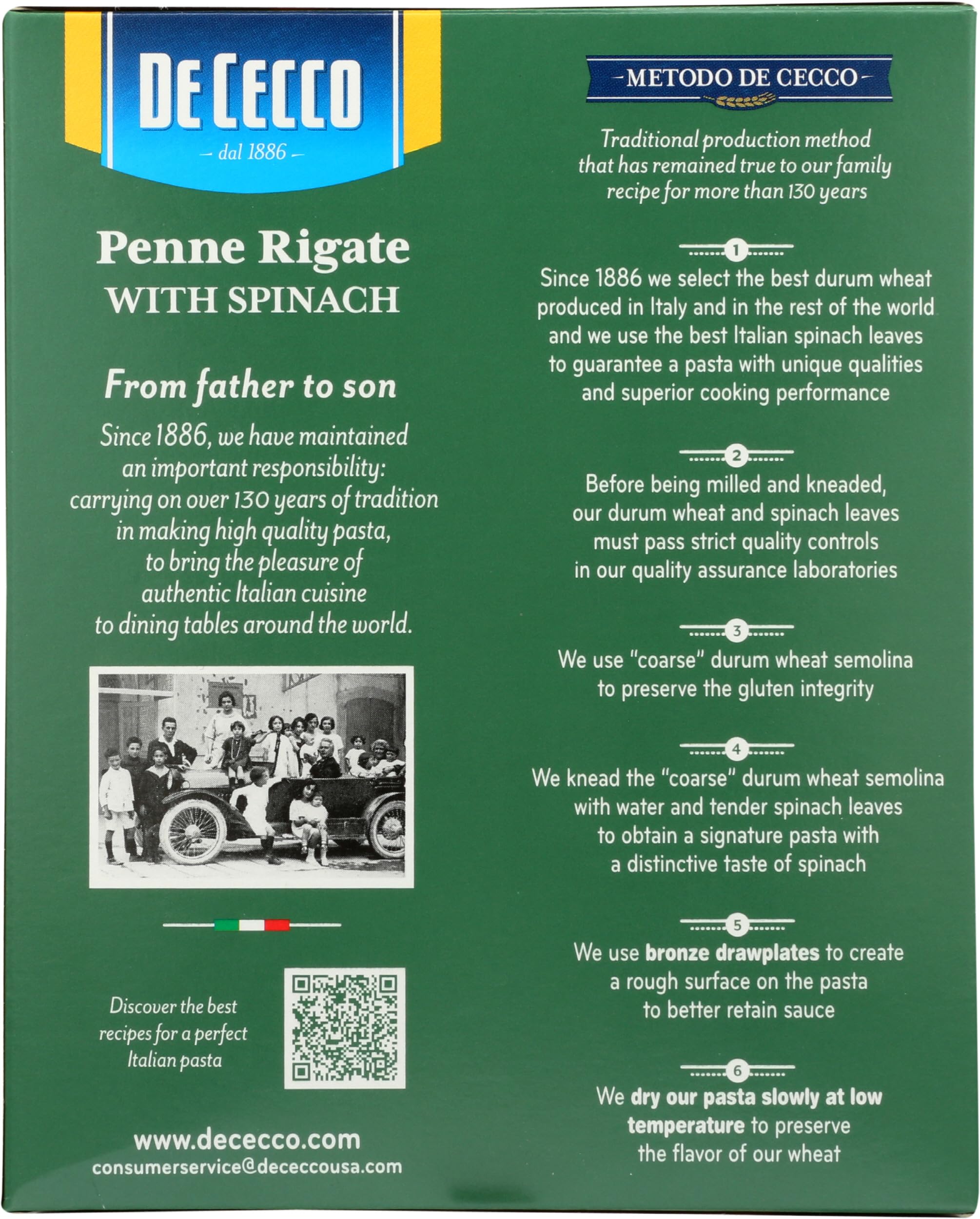 De Cecco Spinach Pasta, Penne Rigate, 12 Oz