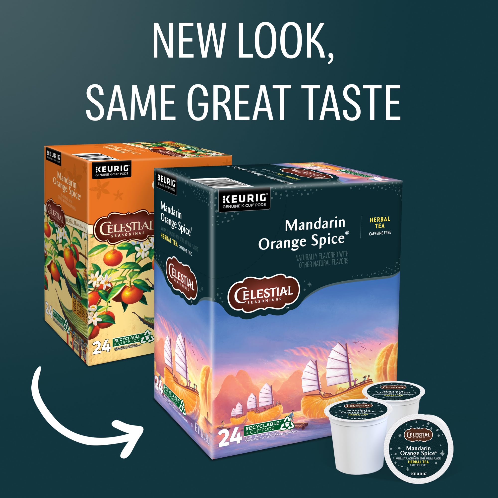 Celestial Seasonings Mandarin Orange Spice Herbal Tea, Single-Serve Keurig K-Cup Pods, 96 Count